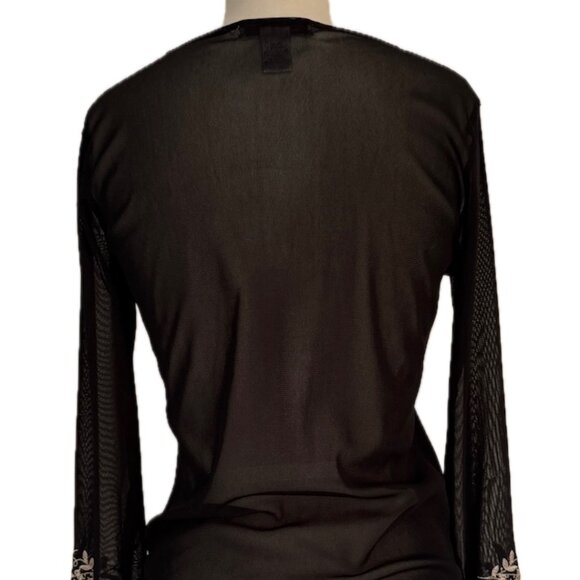 Nine West Sheer Black Embroidered Blouse Sz. M - Picture 2 of 6